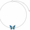 SISGEM Sisgem Real 14K Gold Blue Butterfly Bracelet For Women, Solid 14 Karat Gold Animal Lover Wrist Jewelry Gifts For Her, 6.8-8.4 Online