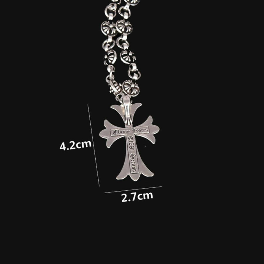 Generic Silver Cross Necklace Pendant Necklace Chrome Ch Cross 925 Silver Cross Necklace For Women Men 19.6 Inch… Hot