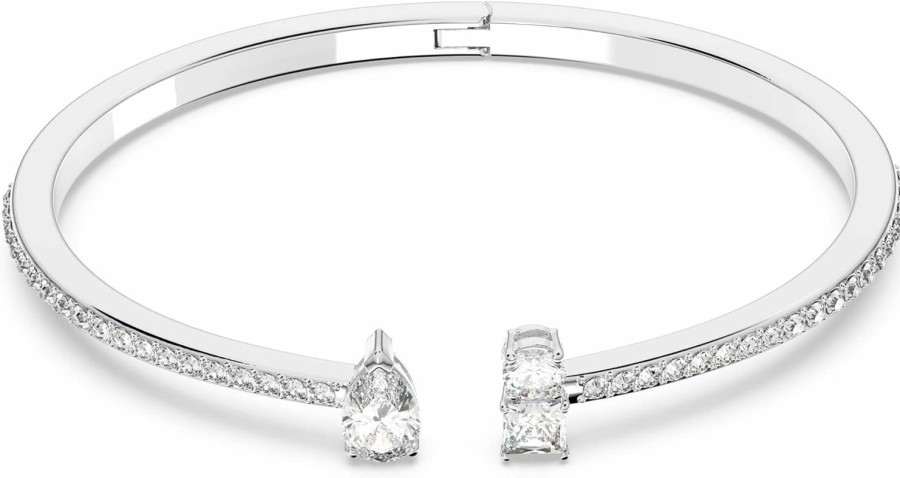 SWAROVSKI Swarovski Attract Cuff Bracelet Jewelry Collection, Rhodium Tone Finish, Clear Crystals New