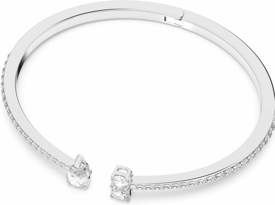 SWAROVSKI Swarovski Attract Cuff Bracelet Jewelry Collection, Rhodium Tone Finish, Clear Crystals New