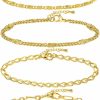 BOUTIQUELOVIN 14K Gold Chain Bracelets Set For Women Girls, Dainty Gold Paperclip Link Bead Bracelet Stackable Layered Bracelets Metal Fashion Jewelry New