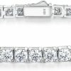 CACESTONE 5.3-19 Cttw Moissanite Tennis Bracelet Lab-Grown Simulated Diamond 925 Sterling Silver Fine Jewelry D Color Gemstone Wedding Bridal Prom Birthday Gift For Women Men Her, Width 3/4/5 Mm Wholesale