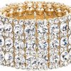 EVER FAITH Ever Faith Women'S Round Shaped Austrian Crystal Wedding 3 Layers Luxury Elastic Stretch Bracelet New