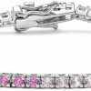 NW Nw Multi Sapphire Tennis Bracelet, 14K White Gold Plated Sterling Silver Rainbow Bracelet, Multi Sapphire Silver Bracelet For Women (With Certificate) Hot