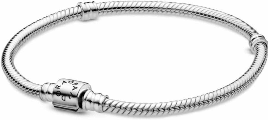 Pandora Pandora Moments Barrel Clasp Snake Chain Bracelet - Silver Bracelet For Women - Mother'S Day Gift - Sterling Silver - With Gift Box New