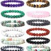 CASDAN Casdan 12Pcs 8Mm Gorgeous Semi-Precious Gemstones Round Beads Energy Power Crystal Reiki Healing Elastic Stretch Bracelet For Women Men Gifts Best