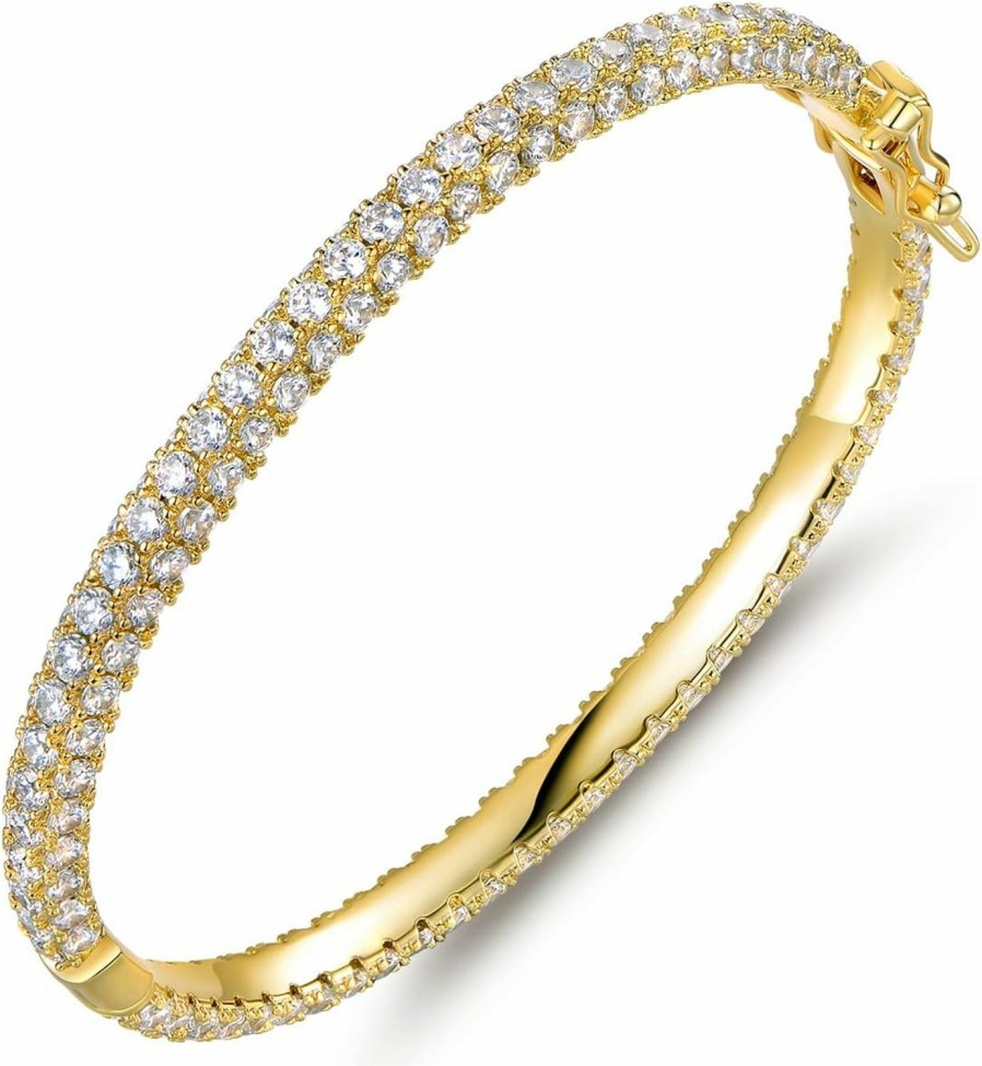 Barzel Barzel 18K Gold Plated Crystal Bling Eternity Bangle Bracelet Clearance