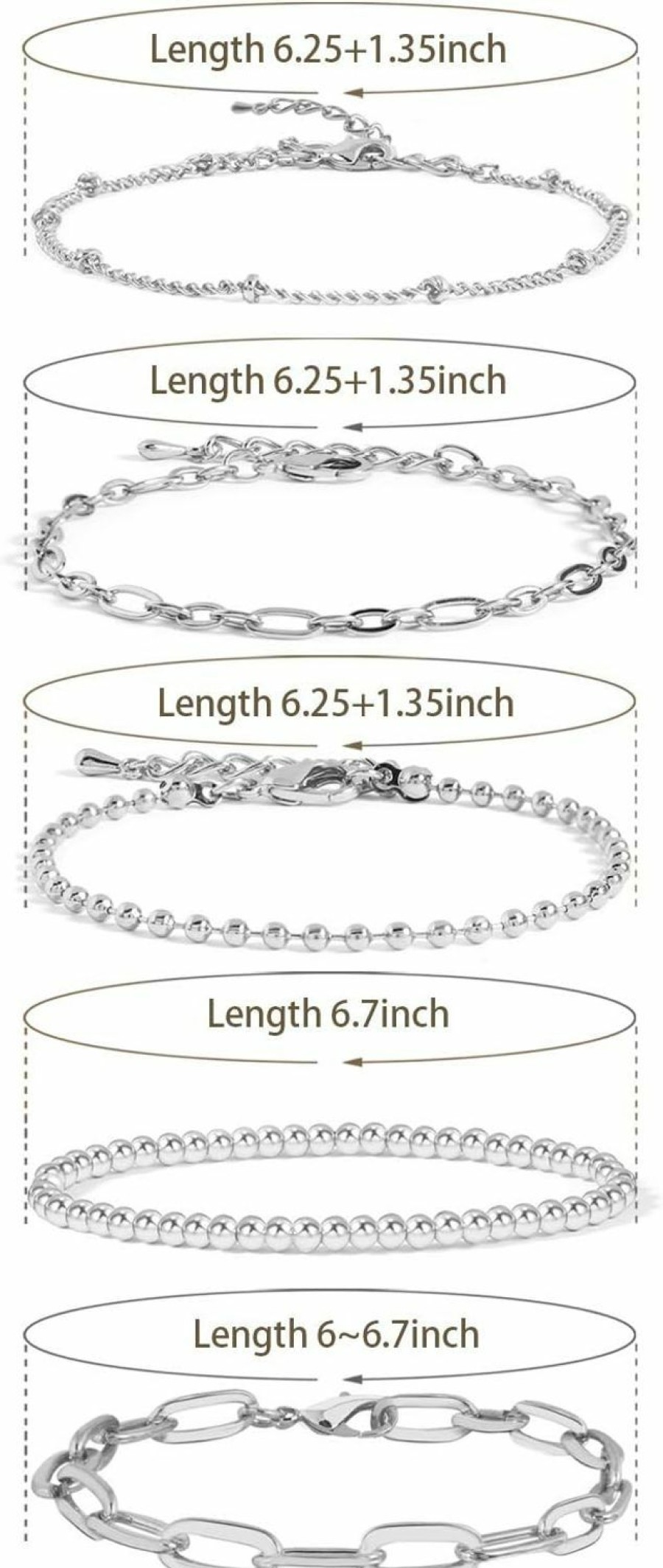 CONRAN KREMIX Conran Kremix Gold Bracelet Sets For Women Girls 14K Real Gold Chain Dainty Link Paperclip Bracelets Stake Adjustable Layered Link Bracelet Set Fashion Jewelry Best