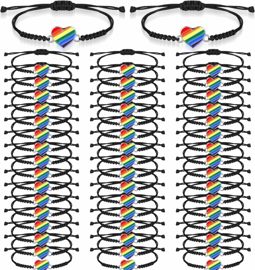 Ecation Ecation Rainbow Bracelets Lgbt Pride Gift Heart Lgbtq Braided Accessories For Lesbian Rainbow Jewelry Wristband For Women Men Online