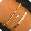 Picuzzy Picuzzy Gold Bracelets For Women, Dainty 14K Gold Bangles Bracelet Set For Women Trendy Adjustable Bead Bracelet 5Pcs Silver Cuff Bracelet Link Bracelet Non Tarnish Gold Jewelry For Women Girls Gift Wholesale