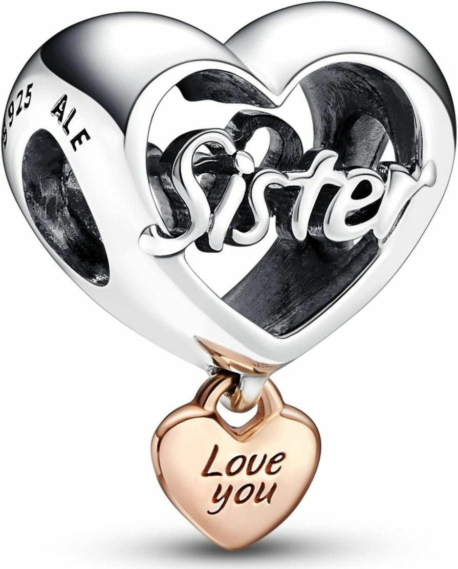 Pandora Pandora Love You Sister Heart Charm - Compatible Moments - Stunning Women'S Jewelry - Mother'S Day Gift - Made Rose & Sterling Silver Wholesale