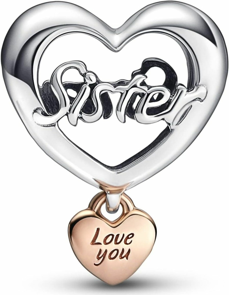 Pandora Pandora Love You Sister Heart Charm - Compatible Moments - Stunning Women'S Jewelry - Mother'S Day Gift - Made Rose & Sterling Silver Wholesale