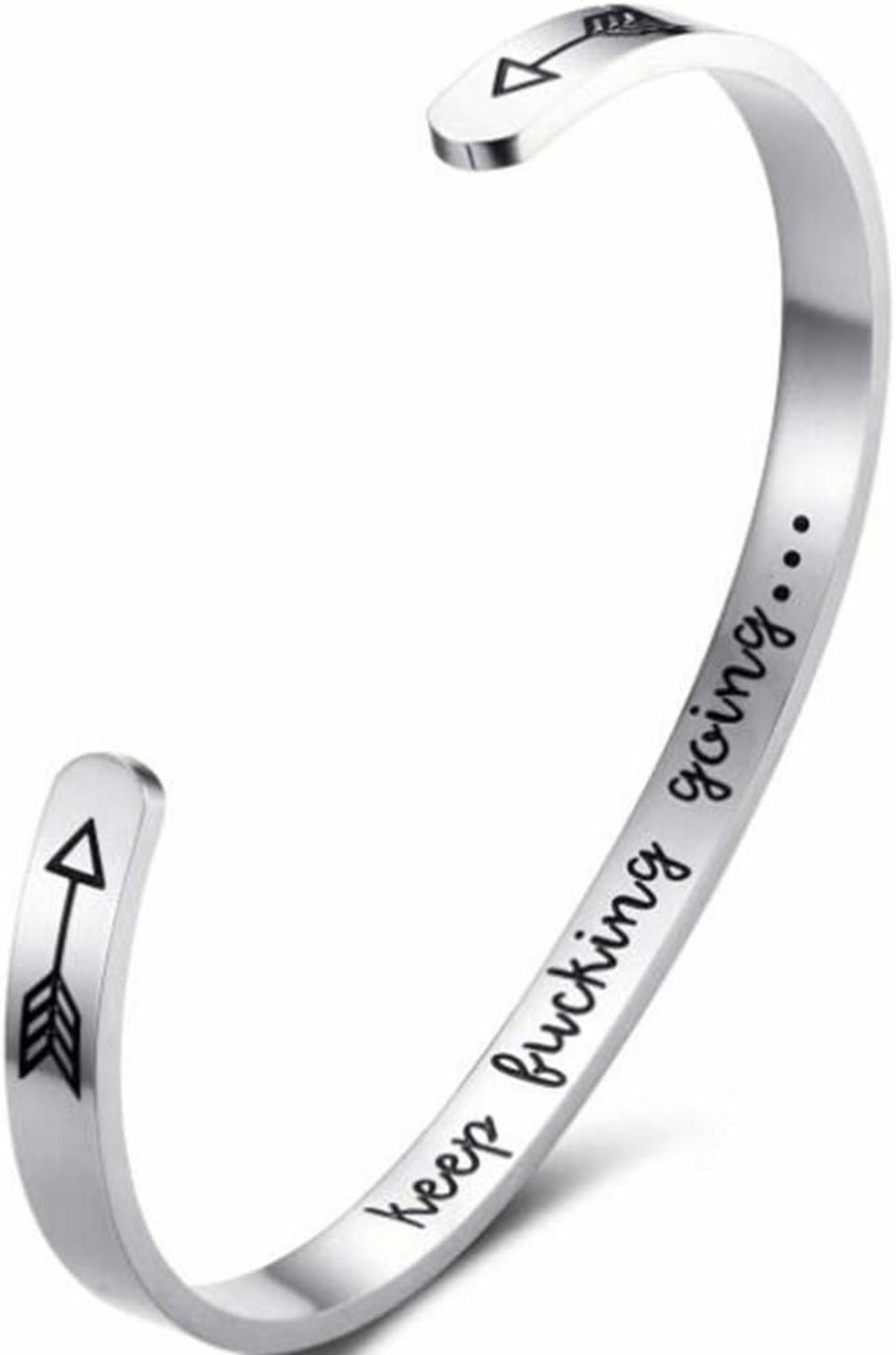 Jude Jewelers Jude Jewelers Stainless Steel Keep Going Inspirational Mantra Statment Cocktail Party Graduation Sports Bangle Bracelet Best