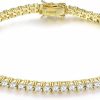 Gemsme Gemsme 18K Yellow Gold Plated 3.0Mm Cubic Zirconia Classic Tennis Bracelet For Women And Men Wholesale