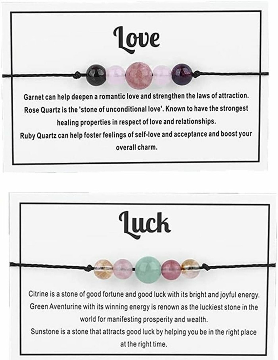 tenghong2021 Healing Chakra Amethyst Crystal Beaded Bracelet With Caring Wish Card Adjustable Spiritual Anxiety Love Friendship Stone Beads Braide String Bracelet Yoga Meditation Dhyana For Women Men Girls Boys Jewelry Birthday Gifts Presents Best