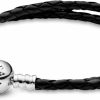 Pandora Pandora Moments Double Woven Leather Bracelet With Sterling Silver Clasp - Compatible Moments Charms - Charm Bracelet For Women - Gift For Her - Black, With Gift Box Hot