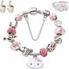 Magwei Magwei Hello Kitty Bracelet With Ring And Earrings, Cute Cartoon Charm Bracelets For Women Girls, Fashion Kawaii Chain Cuff Jewelry Set For Girls New