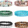 WAINIS Wainis 12Pcs 8Mm Semi-Precious Gemstones Beaded Bracelets For Men Women Healing Crystal Stretch Handmade Stackable Stone Bracelet Uni Online