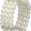 Coolrunner Coolrunner Ladies 3 Rows Faux Pearls Accent Off White Stretch Wrist Bracelet Jewelry Online