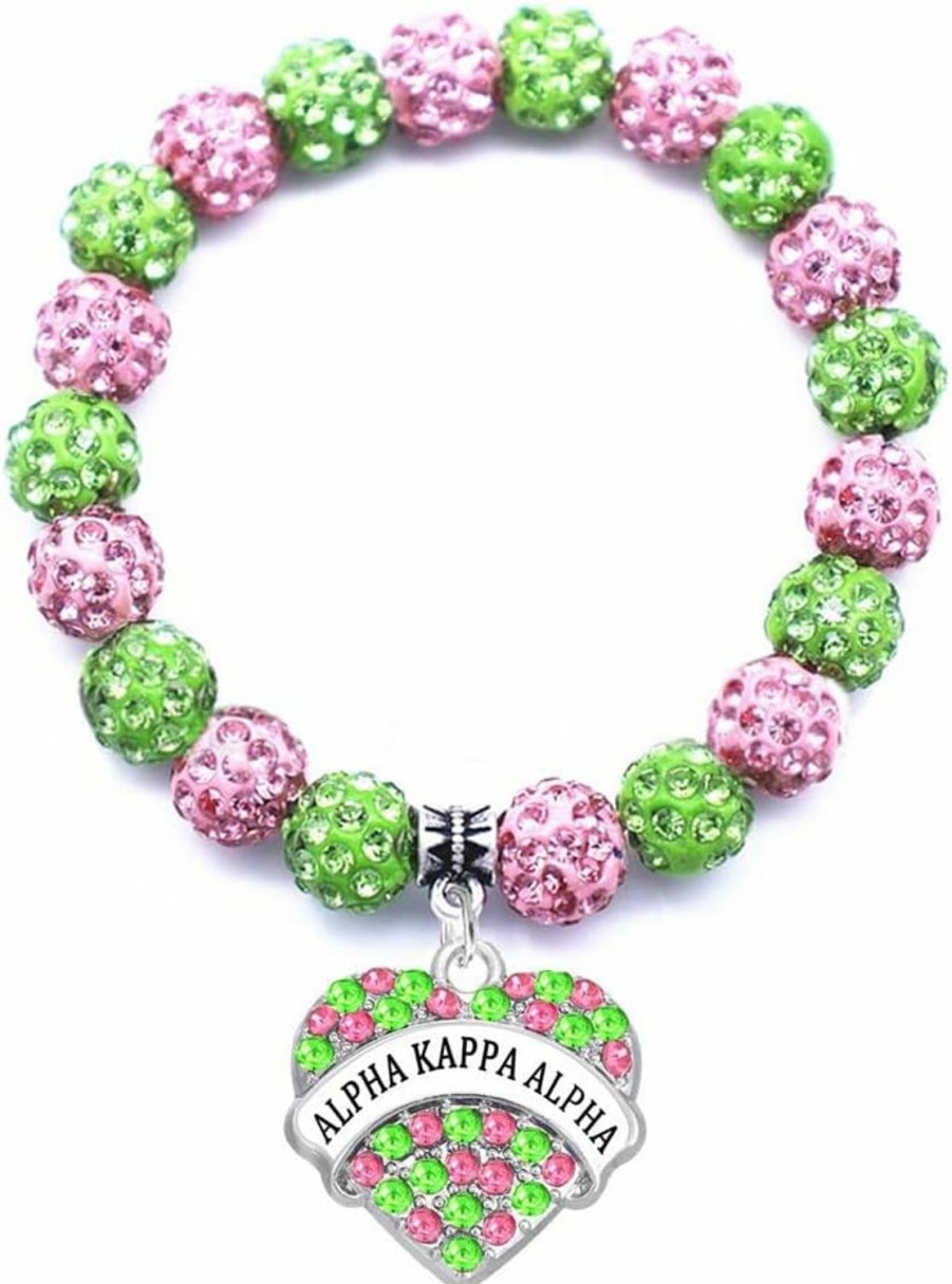 Generic Graduation Sorority Gifts Bracelet Pink And Green Bead Bracelet Alpha Kappa A Greek Paraphernalia Sorority Jewelry Gifts Hot