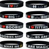 W B W B Funny I Love Boobies Bracelet Wristband 12-Pack Hot