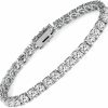 MDFUN 18K White Gold Plated Cz Tennis Bracelet, 4Mm Cubic Zirconia Charm Bracelet For Women Men Clearance