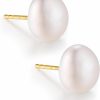 Caratant Caratant 14K Solid Gold Cultured Pearl Jewelry,Solid Gold, No Fading, No Allergies, Non Gold-Plating,Aaa+ Quality Freshwater Cultured Pearl, Manual Sorting,Classic,Minimalism, Daily Wear Best