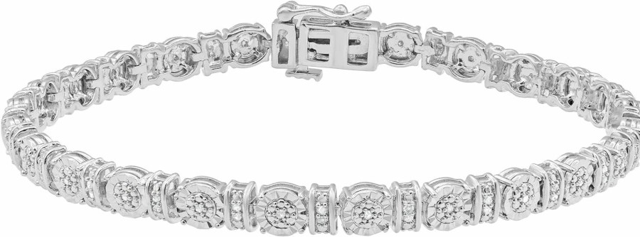 La4ve Diamonds La4Ve Diamonds 1/4 Carat Sterling Silver Illusion Set Round-Cut Natural Diamond Tennis Bracelet (J-K, I3) | Fine Jewelry For Women Girls | Gift Box Included Clearance