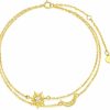 Rikelus 14K Gold Sun And Moon Bracelets For Women Real Yellow Gold Crescent Moon Layered Link Bracelets Christmas/Birthday Gift For Wife Girlfriend Girls Her 7''+1''+1'' Inch Hot