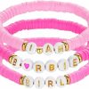 UMODE Pink Movie Girl Friendship Bracelets For Women Girls, Beaded Logo Charm Bracelets Outfit Jewelry Gifts For Kids, Cowgirl Costume Birthday Party Accessories Clothes Shirt Dress Decorations Supplies Clearance