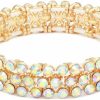 Lavencious Lavencious Round Shape Rhinestones Thin 3 Rows Elastic Stretch Bracelet Party Jewelry For Women 7\" Best