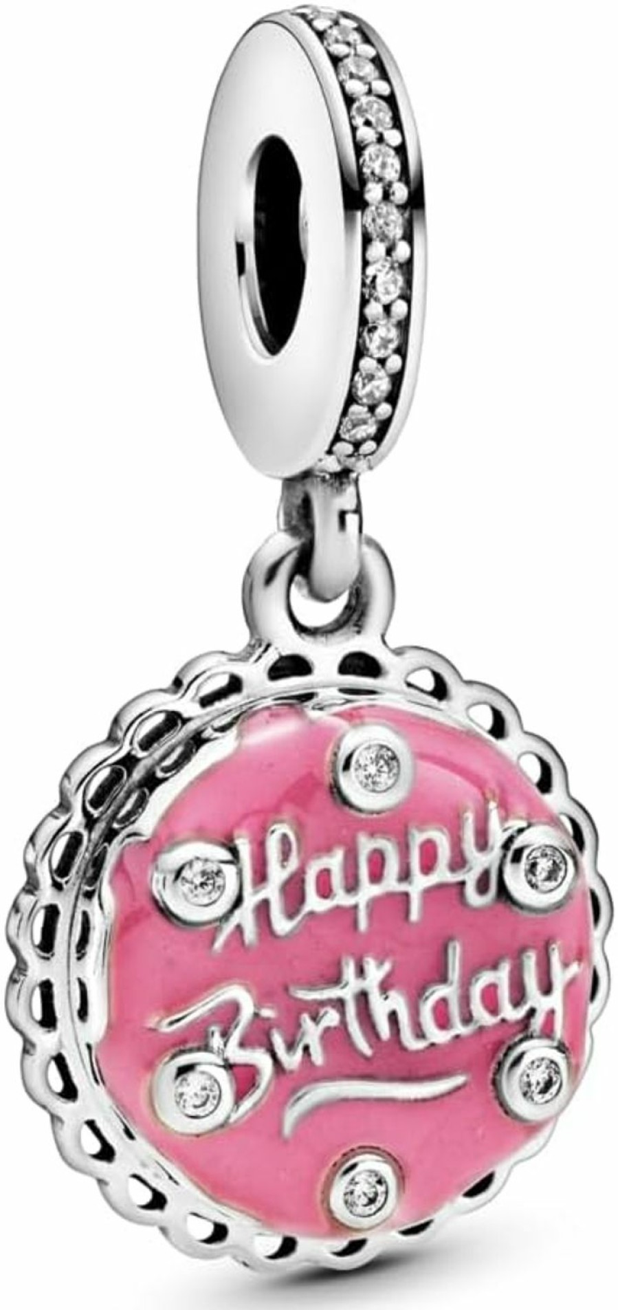 Pandora Pandora Pink Birthday Cake Dangle Charm - Compatible Moments Bracelets - Jewelry For Women - Gift For Women - Made With Sterling Silver, Cubic Zirconia & Enamel, With Gift Box New