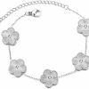 UOOANUO Uooanuo Four Leaf Clover Bracelet For Women 14K Gold And White Gold Plated Stainless Steel With Cz Lucky 4 Leaf Link Bracelet Wrist Jewelry Lovely Gift Hot