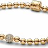 Pandora Pandora Beads & Pave Bracelet - 14K Gold-Plated Bracelet For Women - Features Gold & Cubic Zirconia - Gift For Her - With Gift Box Online