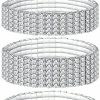 JEWPARK Jewpark 4 Pcs Rhinestone Stretch Bracelets For Women Bling Bikini Competition Jewelry Silver Bridal Sparkly Wedding Strand Tennis Bracelet Set Online