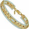 LIFETIME JEWELRY Lifetime Jewelry 9Mm Figaro Chain Bracelet For Men & Women 24K Real Gold Plated Hot