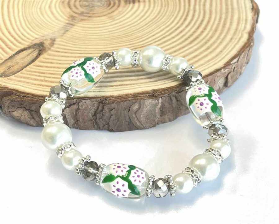 fiona Fiona Flower Bracelet Beaded, State Flower Bracelet Souvenir Jewelry Gift For Woman, Garden Botanical Bracelet Best