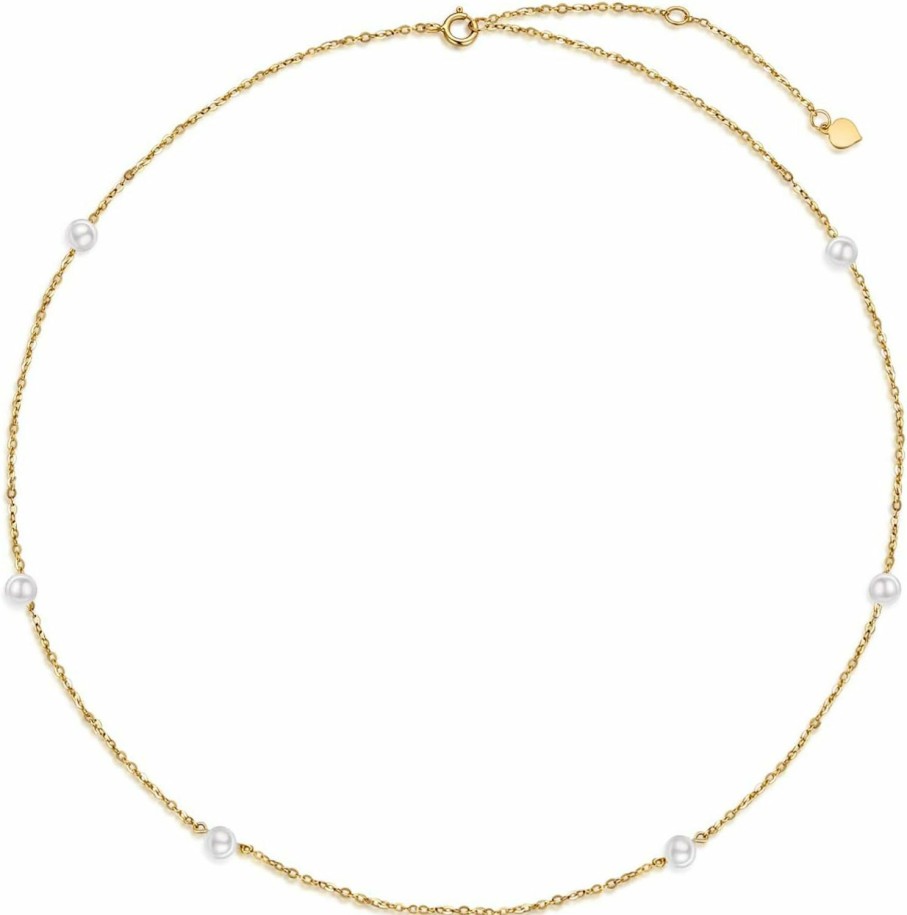 SISGEM Solid 14K Gold Pearl Bracelet For Women Girls Freshwater Cultured Pearl Bracelet Station Tin Cup Pearl Bracelet With Link Chain Dainty Jewelry Gifts For Mom, Wife, 6.5''+1''+1'' Online