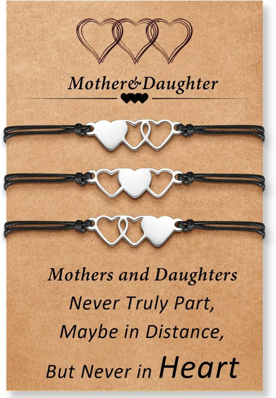 Desimtion Desimtion Mother Daughter Bracelets Set For 2,3,4,5,6 Mothers Day Gifts For Mom From Daughter Mommy And Me Matching Heart Wish Bracelets New