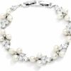 Mariell Mariell Freshwater Pearl Bridal Bracelet, 7 1/8\" Plus 1/2\" Extender, Wedding, Prom Jewelry Gift For Women New