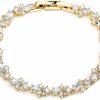 Mariell Mariell Gold Wedding And Bridal Cubic Zirconia Crystal Tennis Bracelet, Jewelry Gift For Women, Brides, Mother Of The Bride, 7 1/4\" Plus 1/2\" Extender Wholesale