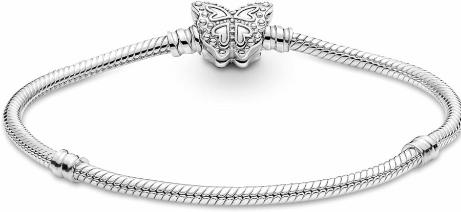 Pandora Pandora Moments Butterfly Clasp Snake Chain Bracelet - Compatible Moments Charms - Sterling Silver & Cubic Zirconia Charm Bracelet For Women - Gift For Her - 7.5\" Hot