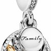 Pandora Pandora Jewelry Sparkling Family Tree Dangle Cubic Zirconia Charm In Sterling Silver And 14K Yellow Gold, With Gift Box Clearance