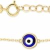 GELIN 14K Solid Gold Blue Evil Eye Bracelet | 14K Yellow Gold Round Evil Eye Bracelet For Women | Dainty Gold Bracelets | Women'S 14K Gold Protection Jewelry | Gift For Mom, Adjustable 6\" To 7\" Wholesale