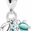 Pandora Pandora Fish, Sea Turtle & Conch Triple Dangle Charm Bracelet Charm Moments Bracelets - Stunning Women'S Jewelry - Made With Sterling Silver & Enamel New