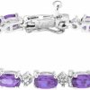 MORGAN & PAIGE Morgan & Paige Tennis Bracelet For Women, Diamonds And Oval Gemstones, Birthstone Colors, Pure 925 Sterling Silver With Secure Locking Clasp Best