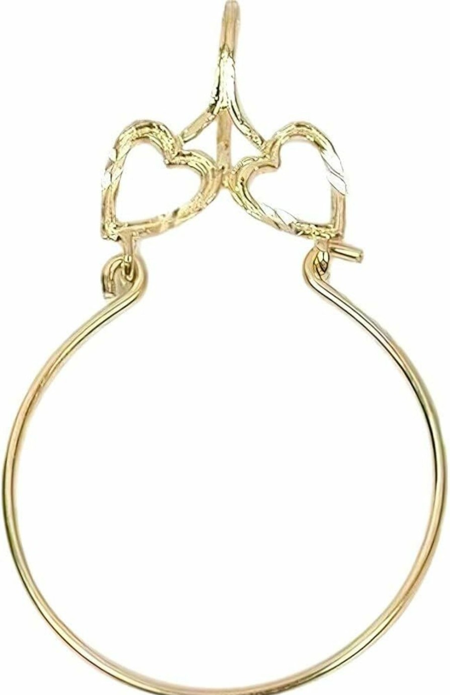 FindingKing Findingking 14K Gold Double Heart Charm Holder Wholesale