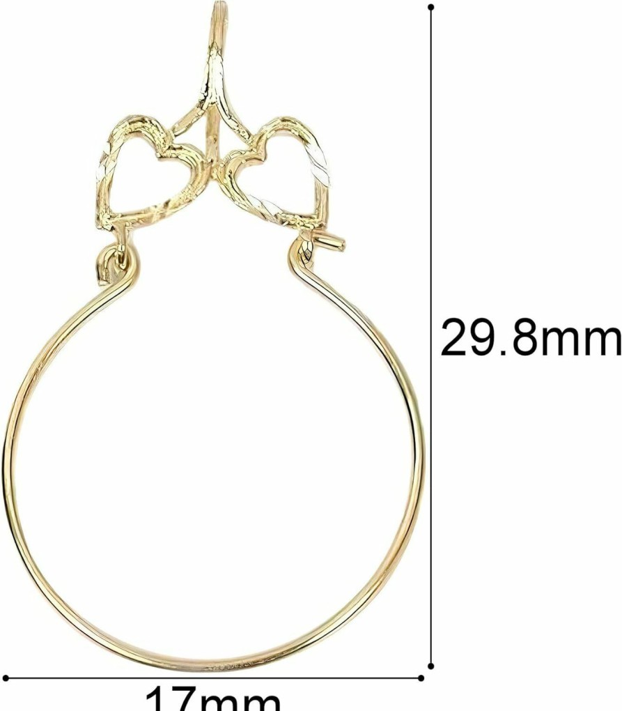 FindingKing Findingking 14K Gold Double Heart Charm Holder Wholesale