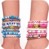 Animal-Gifts Animal-Gifts Preppy Heishi Bracelets Set, Clay Bead Bracelet, Colorful Happy Smile Evil Eye Beaded Bracelets, Summer Beach Boho Elastic Stackable Friendship Bracelets, Y2K Jewelry For Women Teen Girls Wholesale