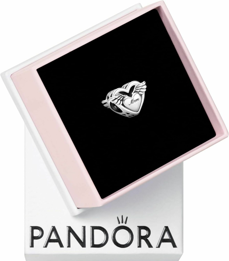 Pandora Pandora Angel Wings & Mom Charm - Compatible Moments Bracelets - Jewelry For Women - Mother'S Day Gift - Made With Sterling Silver - With Gift Box Best